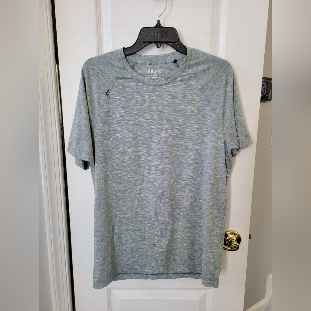 Rhone Reign Short Sleeve T-shirt True Blue Aquamarine Space Dye Size Medium